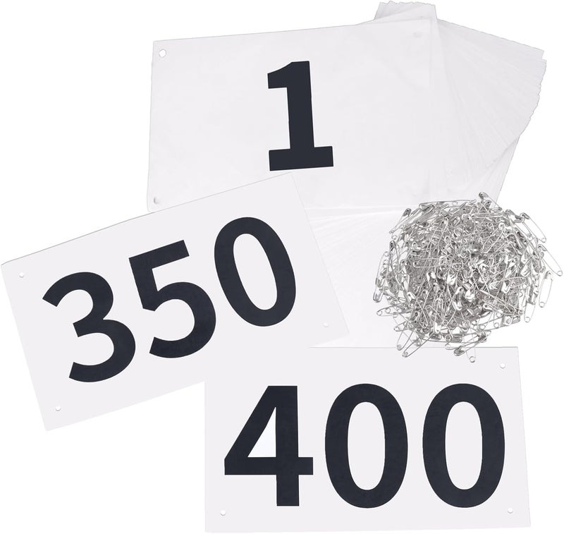 TRIWONDER Tyvek Running Bib Competitor Numbers with Safety Pins, Running Numbers Paper Tags 1-500, Tearproof and Waterproof 4 x 7 Inches for Marathon Races and Events Sports Games (1-400) - Image 1